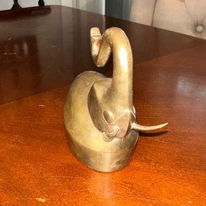 Vintage Brass Elephant Trunk Up Dish Bowl - Hand Made in India